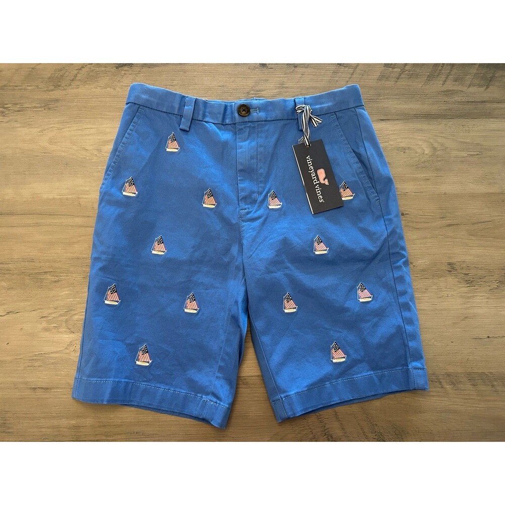 NEW! Vineyard Vines Embroidered Flag Boys Breaker Short sz 12